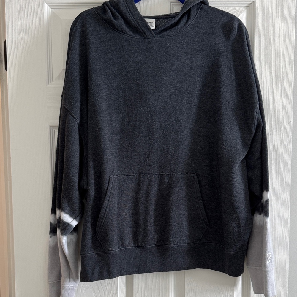 PINK Victoria's Secret Charcoal Hoodie with Dip-Dye Sleeves